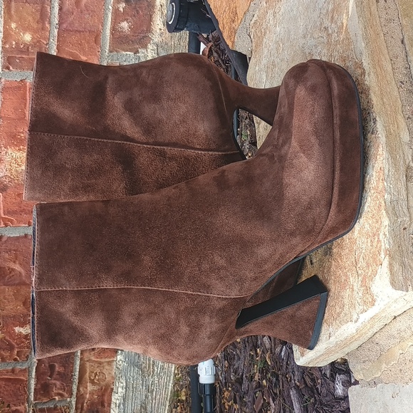 Jeffrey Campbell Shoes - Jeffrey Campbell Humanity Zip Platform Brown Suede Boots Women's Size 8.5